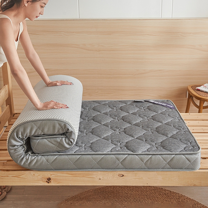 91家纺网 家纺一手货源 找家纺 欣罗兰 2023新款针织棉立体纯色床垫系列-小床款 蝶恋-灰