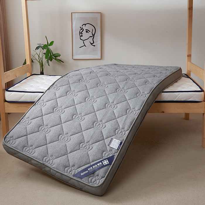 91家纺网 家纺一手货源 找家纺 欣罗兰 2023新款针织棉立体纯色床垫系列-小床款 皇冠-灰