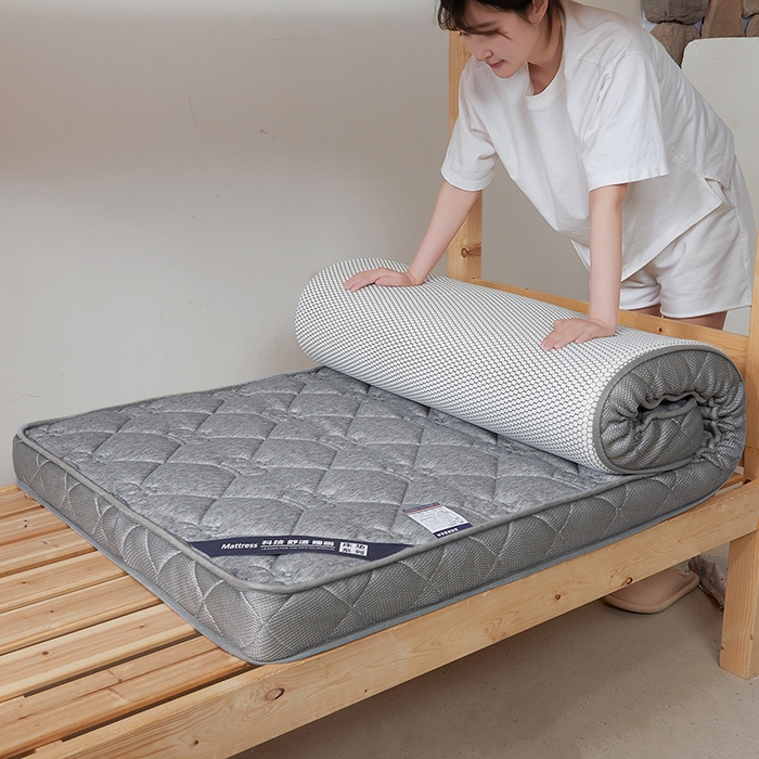 91家纺网 家纺一手货源 找家纺 欣罗兰 2023新款针织棉立体纯色床垫系列-小床款 皇冠-灰