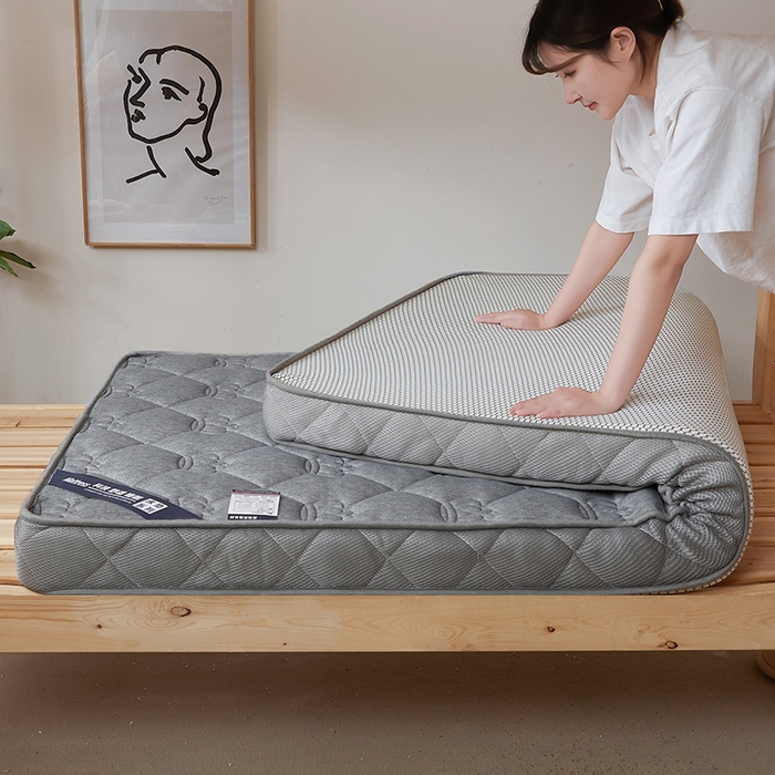 91家纺网 家纺一手货源 找家纺 欣罗兰 2023新款针织棉立体纯色床垫系列-小床款 皇冠-灰