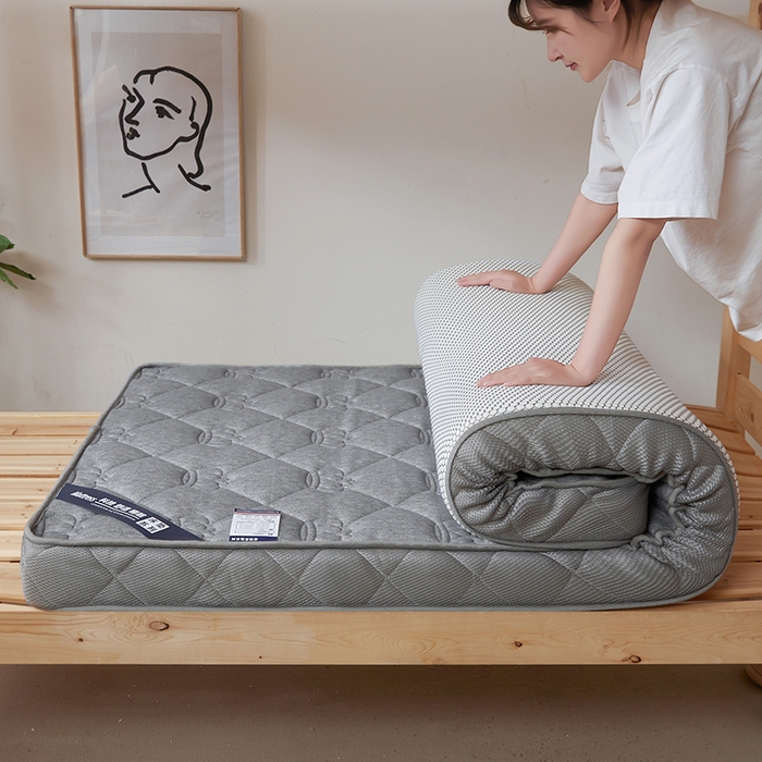 91家纺网 家纺一手货源 找家纺 欣罗兰 2023新款针织棉立体纯色床垫系列-小床款 皇冠-灰