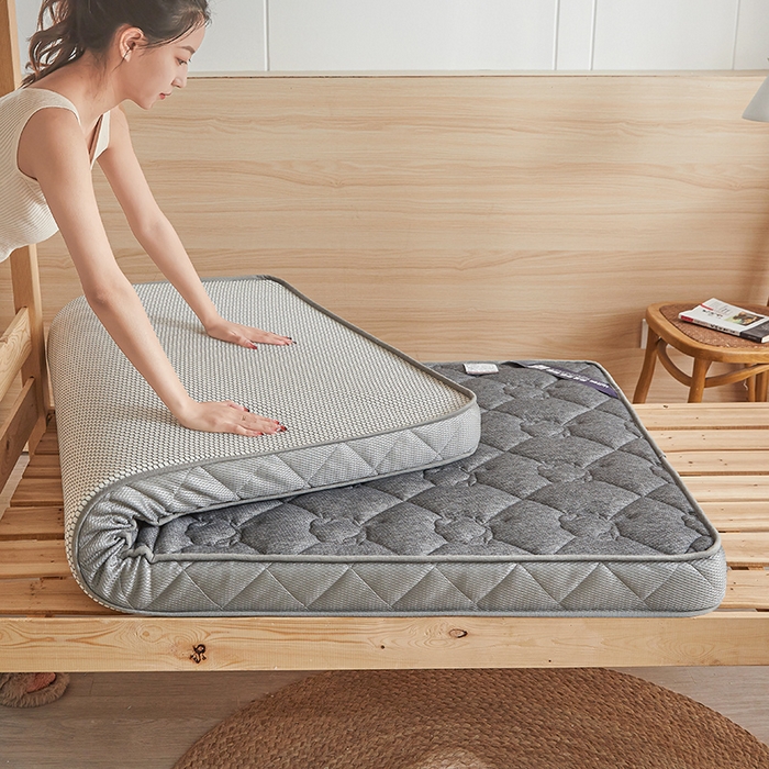 91家纺网 家纺一手货源 找家纺 欣罗兰 2023新款针织棉立体纯色床垫系列-小床款 棉花-灰