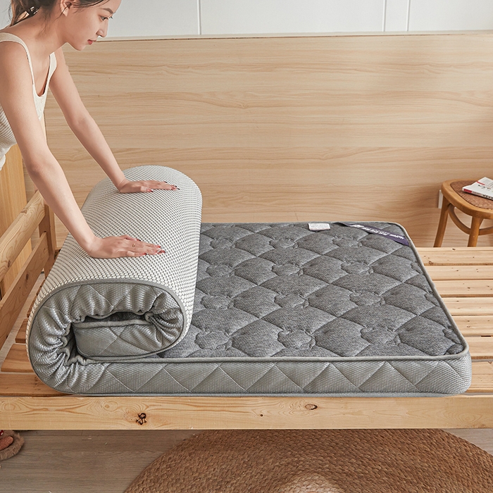 91家纺网 家纺一手货源 找家纺 欣罗兰 2023新款针织棉立体纯色床垫系列-小床款 棉花-灰