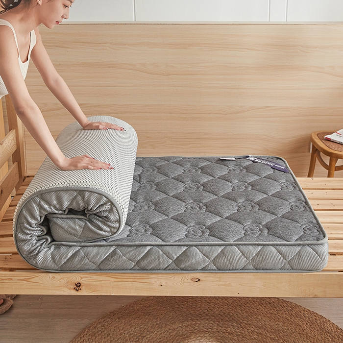 91家纺网 家纺一手货源 找家纺 欣罗兰 2023新款针织棉立体纯色床垫系列-小床款 牡丹-灰