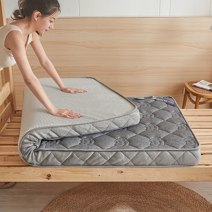 91家纺网 家纺一手货源 找家纺 欣罗兰 2023新款针织棉立体纯色床垫系列-小床款 牡丹-灰