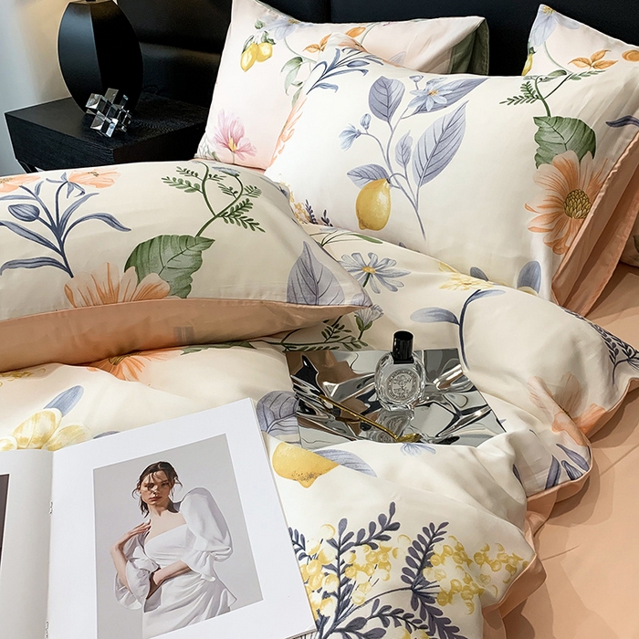 91家纺网 家纺一手货源 找家纺 澳萝拉 2023新款天丝印花四件套 菲扬