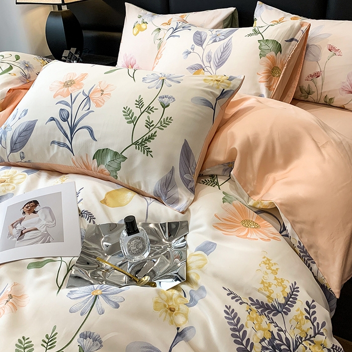 91家纺网 家纺一手货源 找家纺 澳萝拉 2023新款天丝印花四件套 菲扬