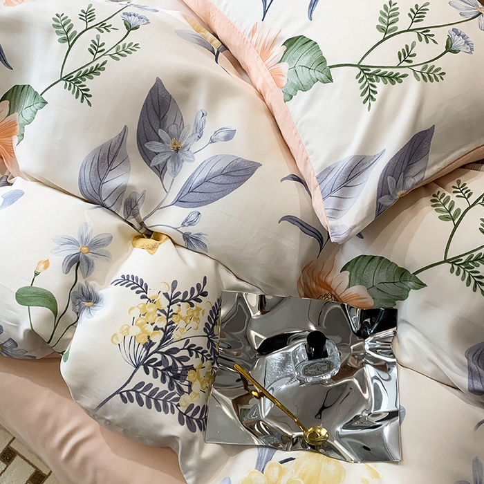 91家纺网 家纺一手货源 找家纺 澳萝拉 2023新款天丝印花四件套 菲扬