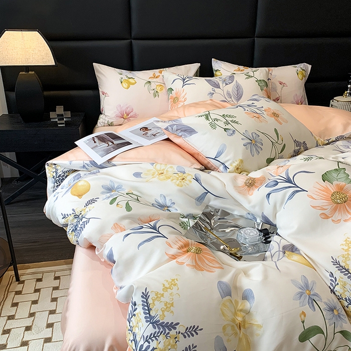 91家纺网 家纺一手货源 找家纺 澳萝拉 2023新款天丝印花四件套 菲扬