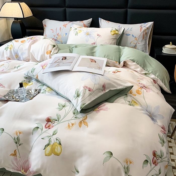 91家纺网 家纺一手货源 找家纺 澳萝拉 2023新款天丝印花四件套 浅语初开-米