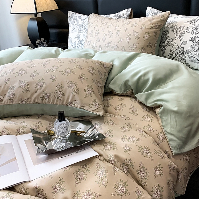 91家纺网 家纺一手货源 找家纺 澳萝拉 2023新款天丝印花四件套 柠染-粉