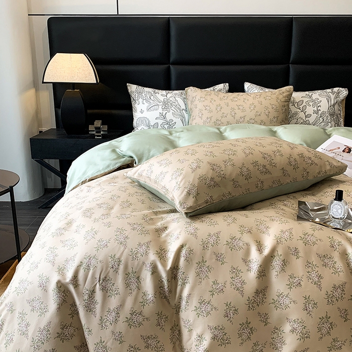 91家纺网 家纺一手货源 找家纺 澳萝拉 2023新款天丝印花四件套 柠染-粉