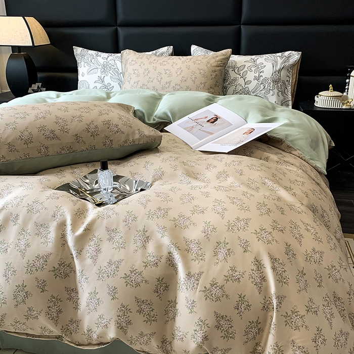 91家纺网 家纺一手货源 找家纺 澳萝拉 2023新款天丝印花四件套 柠染-粉