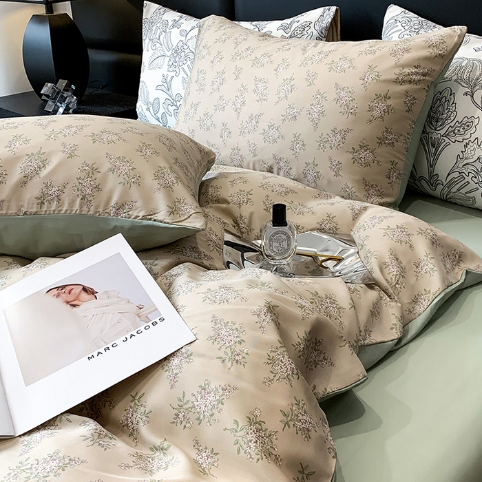 91家纺网 家纺一手货源 找家纺 澳萝拉 2023新款天丝印花四件套 柠染-粉