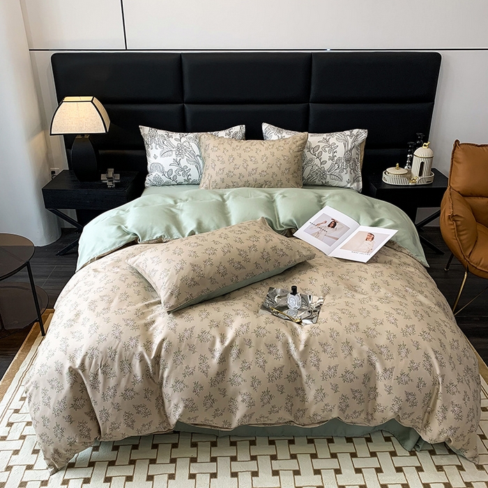 91家纺网 家纺一手货源 找家纺 澳萝拉 2023新款天丝印花四件套 柠染-粉