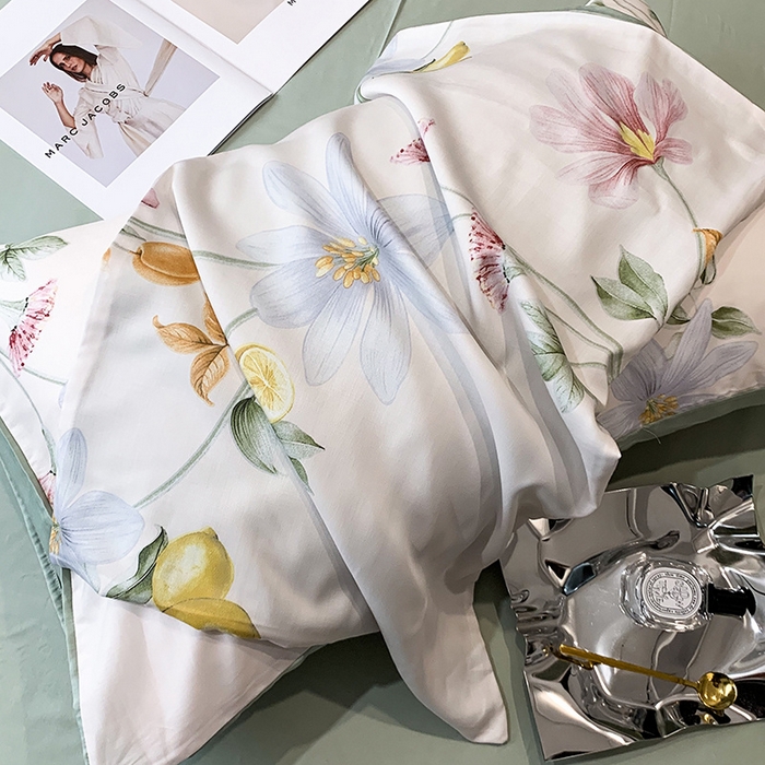 91家纺网 家纺一手货源 找家纺 澳萝拉 2023新款天丝印花四件套 浅语初开-米