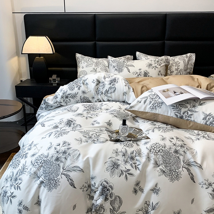 91家纺网 家纺一手货源 找家纺 澳萝拉 2023新款天丝印花四件套 月韵