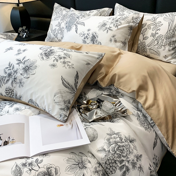 91家纺网 家纺一手货源 找家纺 澳萝拉 2023新款天丝印花四件套 月韵