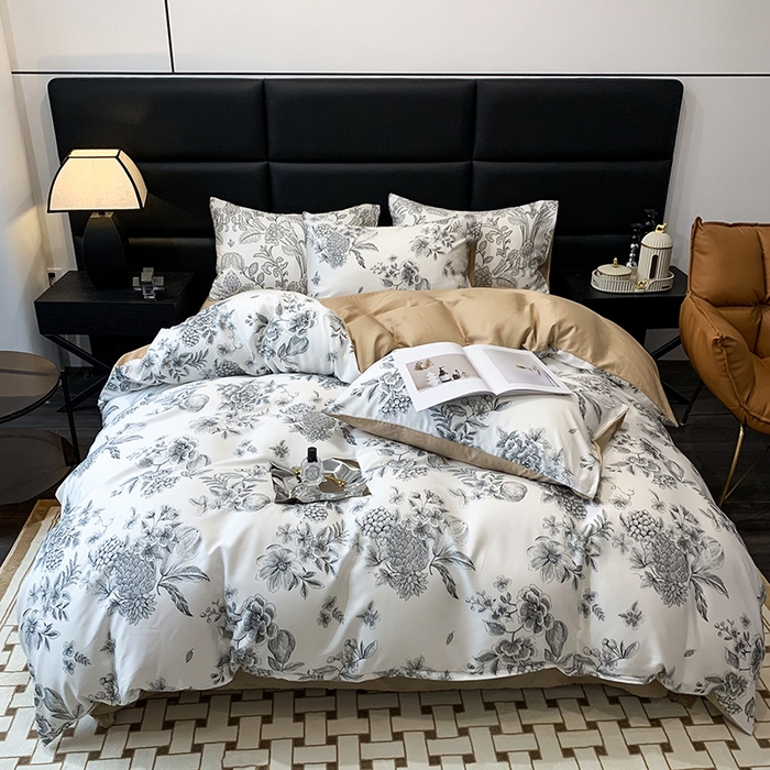 91家纺网 家纺一手货源 找家纺 澳萝拉 2023新款天丝印花四件套 月韵