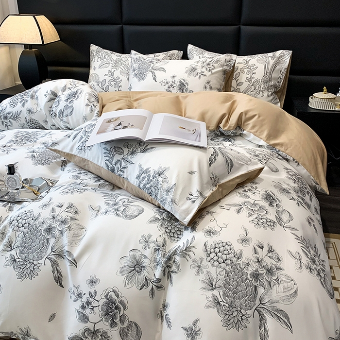 91家纺网 家纺一手货源 找家纺 澳萝拉 2023新款天丝印花四件套 月韵