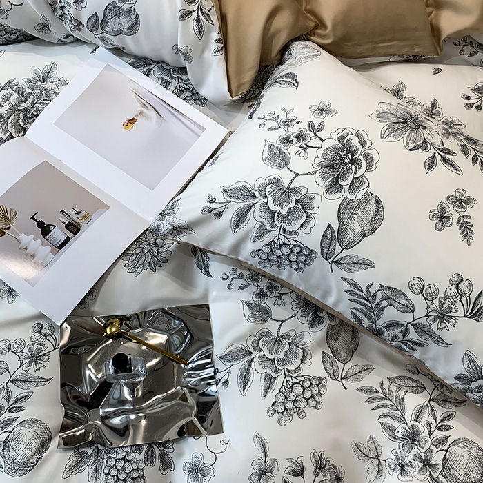 91家纺网 家纺一手货源 找家纺 澳萝拉 2023新款天丝印花四件套 月韵