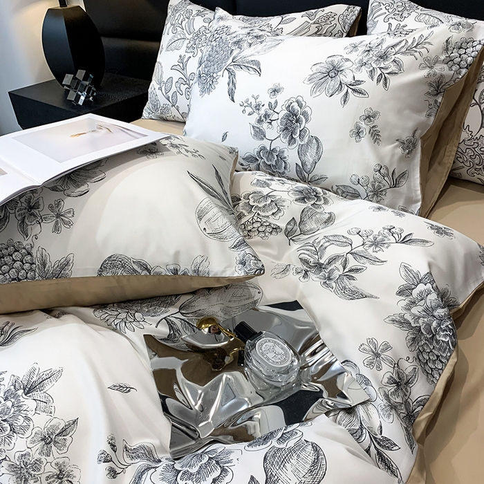 91家纺网 家纺一手货源 找家纺 澳萝拉 2023新款天丝印花四件套 月韵