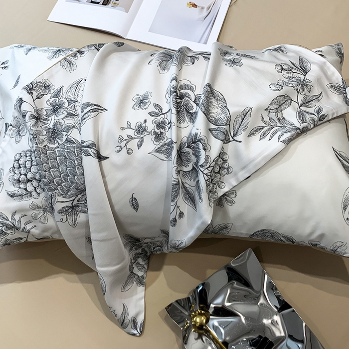 91家纺网 家纺一手货源 找家纺 澳萝拉 2023新款天丝印花四件套 月韵