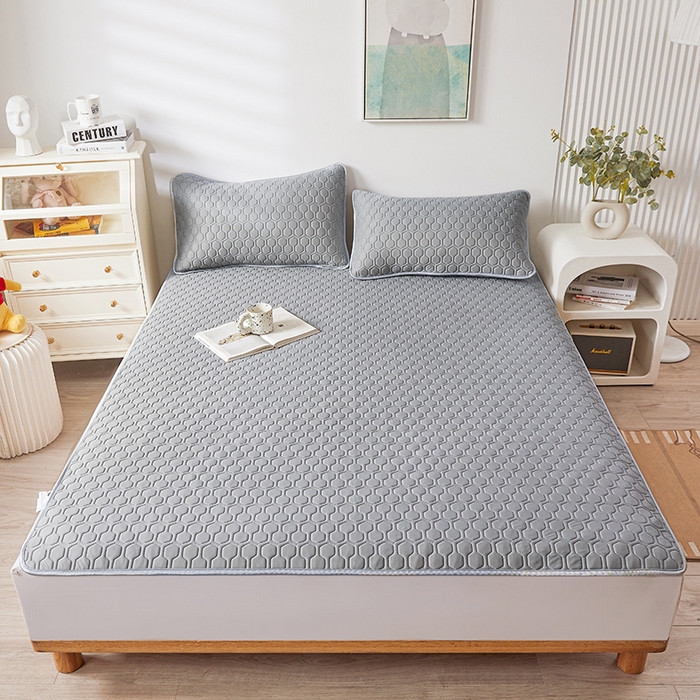 91家纺网 家纺一手货源 找家纺 小萌虎 2023新款冰丝胶质凉席-床席款 灰