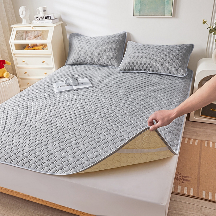 91家纺网 家纺一手货源 找家纺 小萌虎 2023新款冰丝胶质凉席-床席款 灰