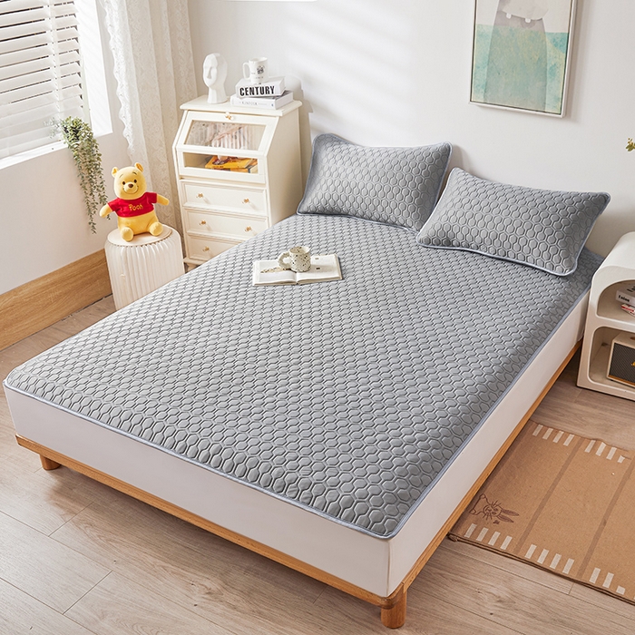 91家纺网 家纺一手货源 找家纺 小萌虎 2023新款冰丝胶质凉席-床席款 灰