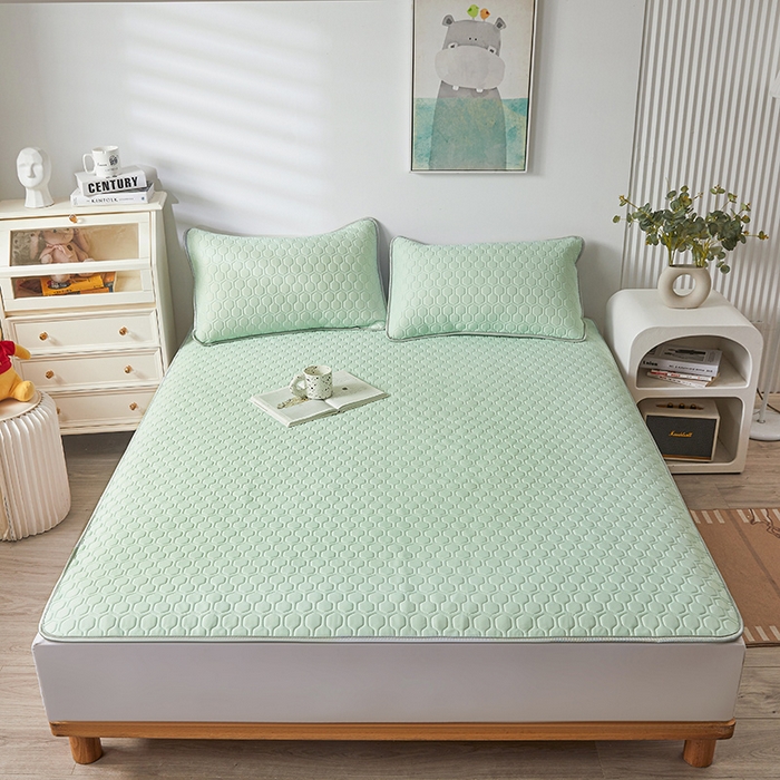 91家纺网 家纺一手货源 找家纺 小萌虎 2023新款冰丝胶质凉席-床席款 水绿