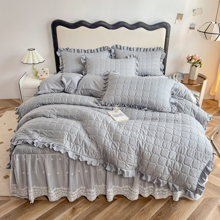 91家纺网 家纺一手货源 找家纺 （总）青竹苑 2023新款A类天丝棉床裙款四件套