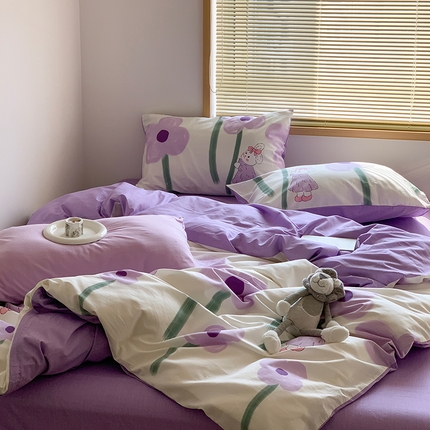 91家纺网 家纺一手货源 找家纺 六巷胡同 2023新款ins卡通系列第二波 紫花兔兔