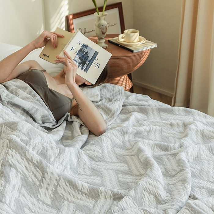 91家纺网 家纺一手货源 找家纺 （总）雯雨 2023新款塞尚风格全棉纱布毛巾被