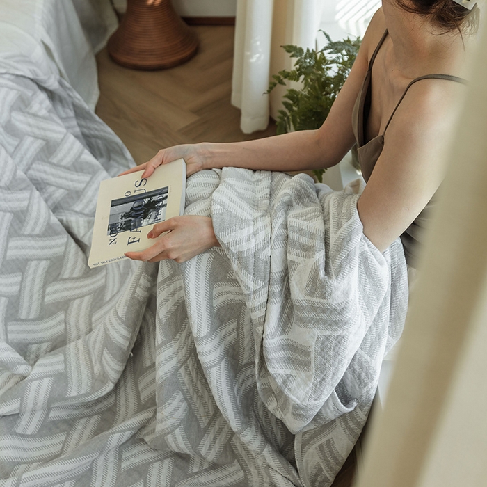 91家纺网 家纺一手货源 找家纺 （总）雯雨 2023新款塞尚风格全棉纱布毛巾被