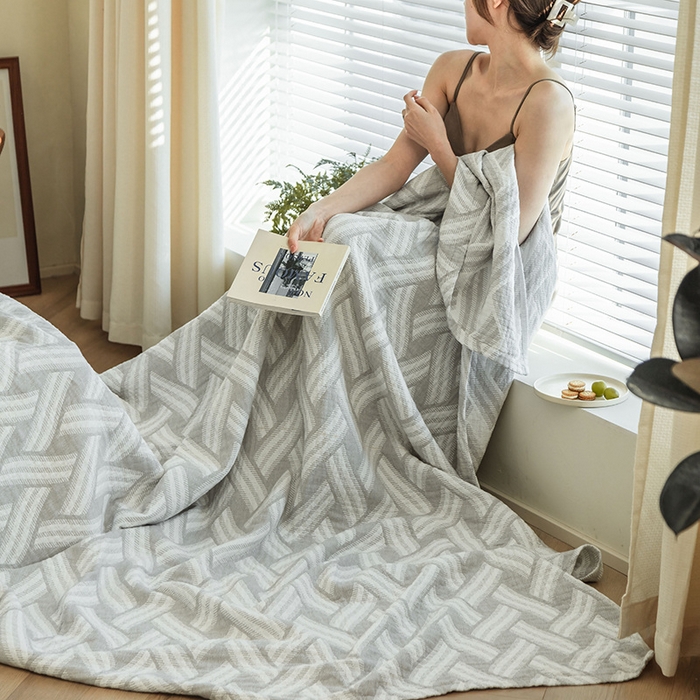 91家纺网 家纺一手货源 找家纺 （总）雯雨 2023新款塞尚风格全棉纱布毛巾被