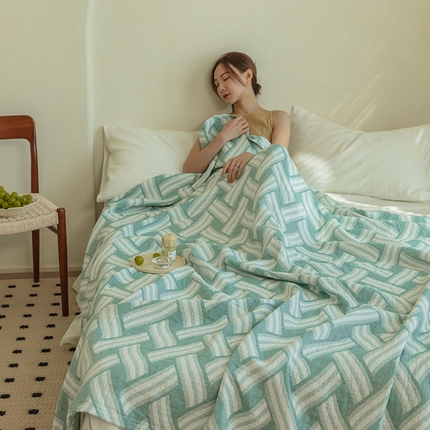 雯雨 2023新款塞尚风格全棉纱布毛巾被 格里尼-绿