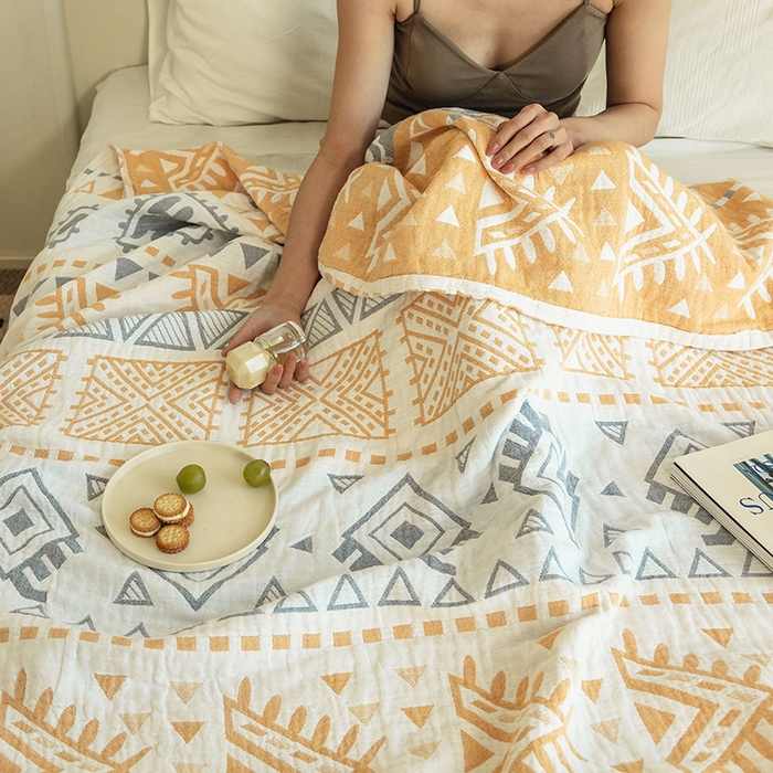 91家纺网 家纺一手货源 找家纺 雯雨 2023新款塞尚风格全棉纱布毛巾被 西雅图-兰