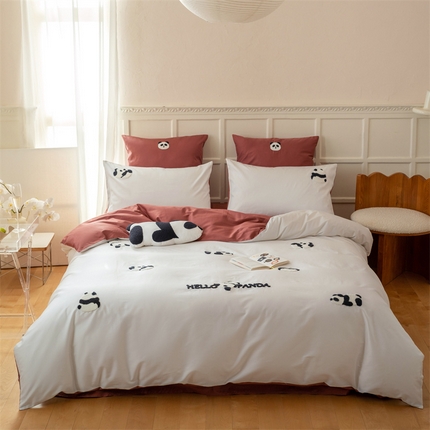 91家纺网 家纺一手货源 找家纺 （总）名品优仓 2023新款面包狗系列水洗棉毛巾绣四件套