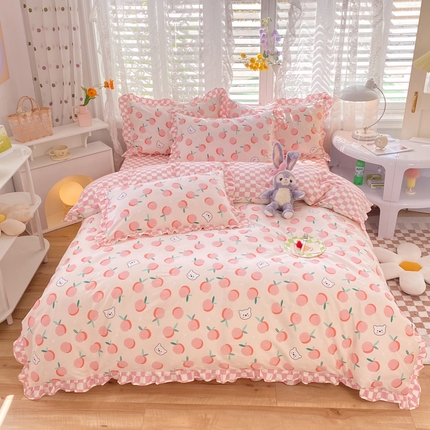 91家纺网 家纺一手货源 找家纺 （总）玉元坊 少女心全棉公主风花边被套床单式床裙款四件套三件套