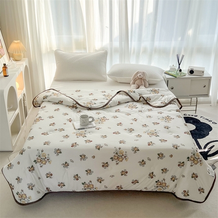 HL原创 2023新款A类牛奶针织夏凉被 咖色花