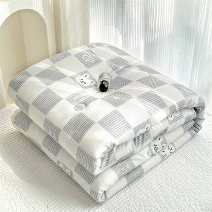 91家纺网 家纺一手货源 找家纺 HL原创 2023新款A类牛奶针织夏凉被 灰兔兔