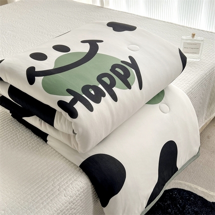 91家纺网 家纺一手货源 找家纺 HL原创 2023新款A类牛奶针织夏凉被 奶牛微笑