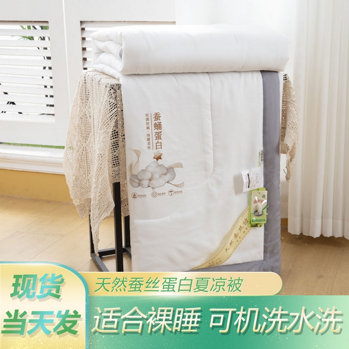 91家纺网 家纺一手货源 找家纺 被多多 2024新款蚕丝蛋白夏被 优雅白