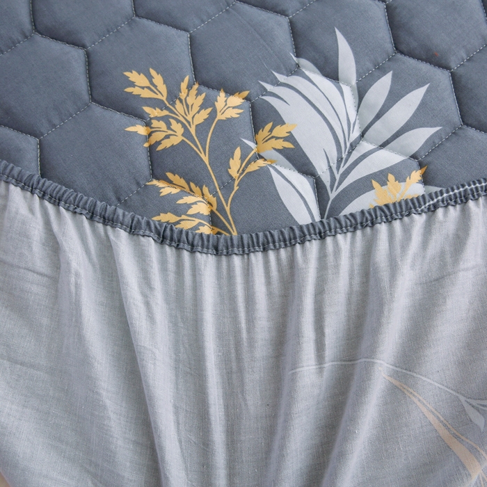 91家纺网 家纺一手货源 找家纺 情煊 2023新款全棉夹棉纯色印花床笠款(可定制尺寸) 床笠-叶之恋