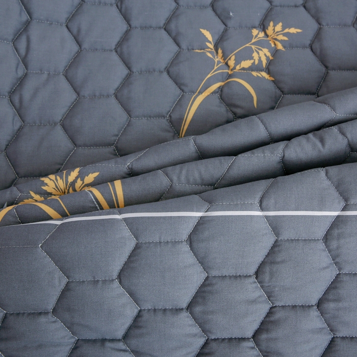 91家纺网 家纺一手货源 找家纺 情煊 2023新款全棉夹棉纯色印花床笠款(可定制尺寸) 床笠-叶之恋