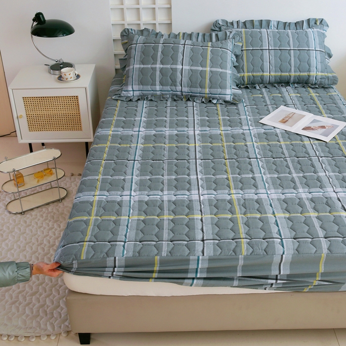 91家纺网 家纺一手货源 找家纺 情煊 2023新款全棉夹棉纯色印花床笠款(可定制尺寸) 床笠-柏林灰