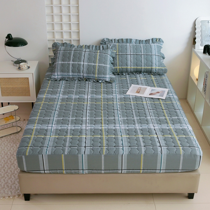 91家纺网 家纺一手货源 找家纺 情煊 2023新款全棉夹棉纯色印花床笠款(可定制尺寸) 床笠-柏林灰