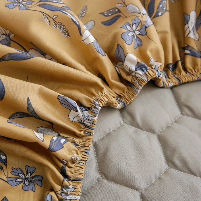 91家纺网 家纺一手货源 找家纺 情煊 2023新款全棉夹棉纯色印花床笠款(可定制尺寸) 床笠-安娜庄园