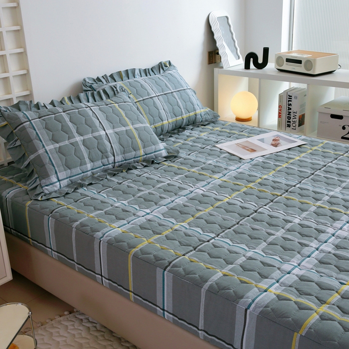 91家纺网 家纺一手货源 找家纺 情煊 2023新款全棉夹棉纯色印花床笠款(可定制尺寸) 床笠-柏林灰